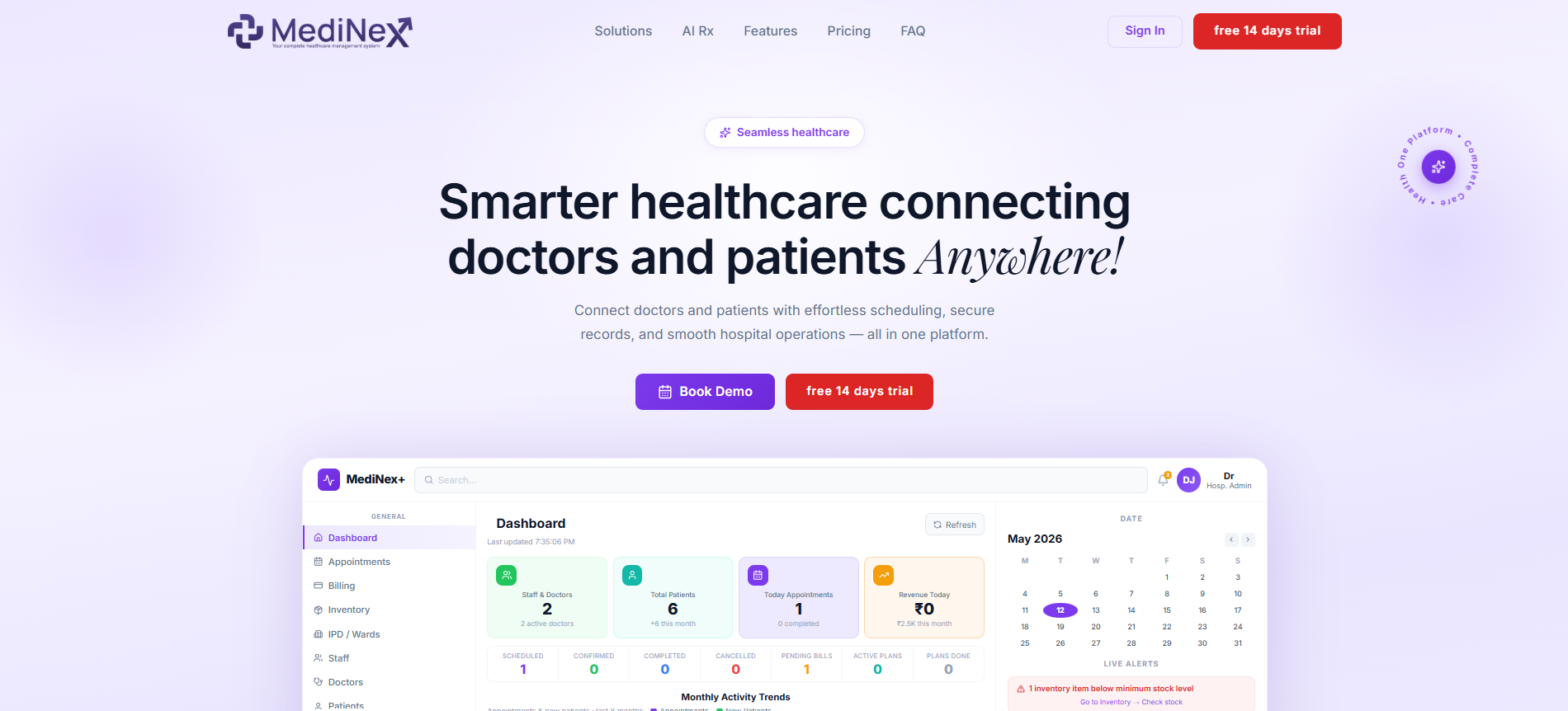 MediNex Plus website preview
